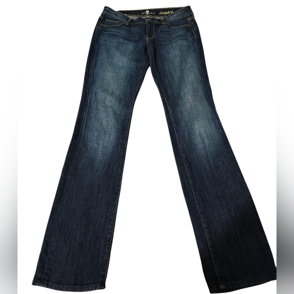 7 For All Mankind Women's Blue Straight Leg Jeans - 29